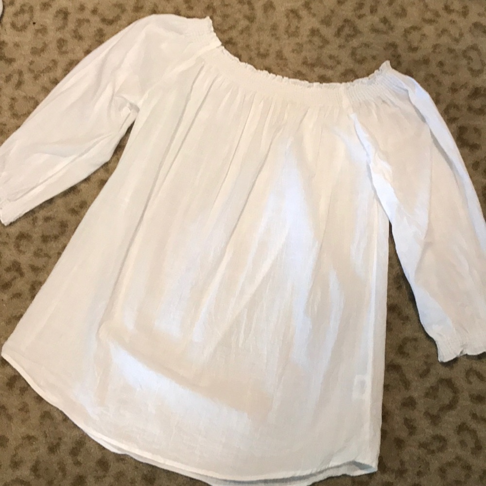 Off the shoulder white shirt